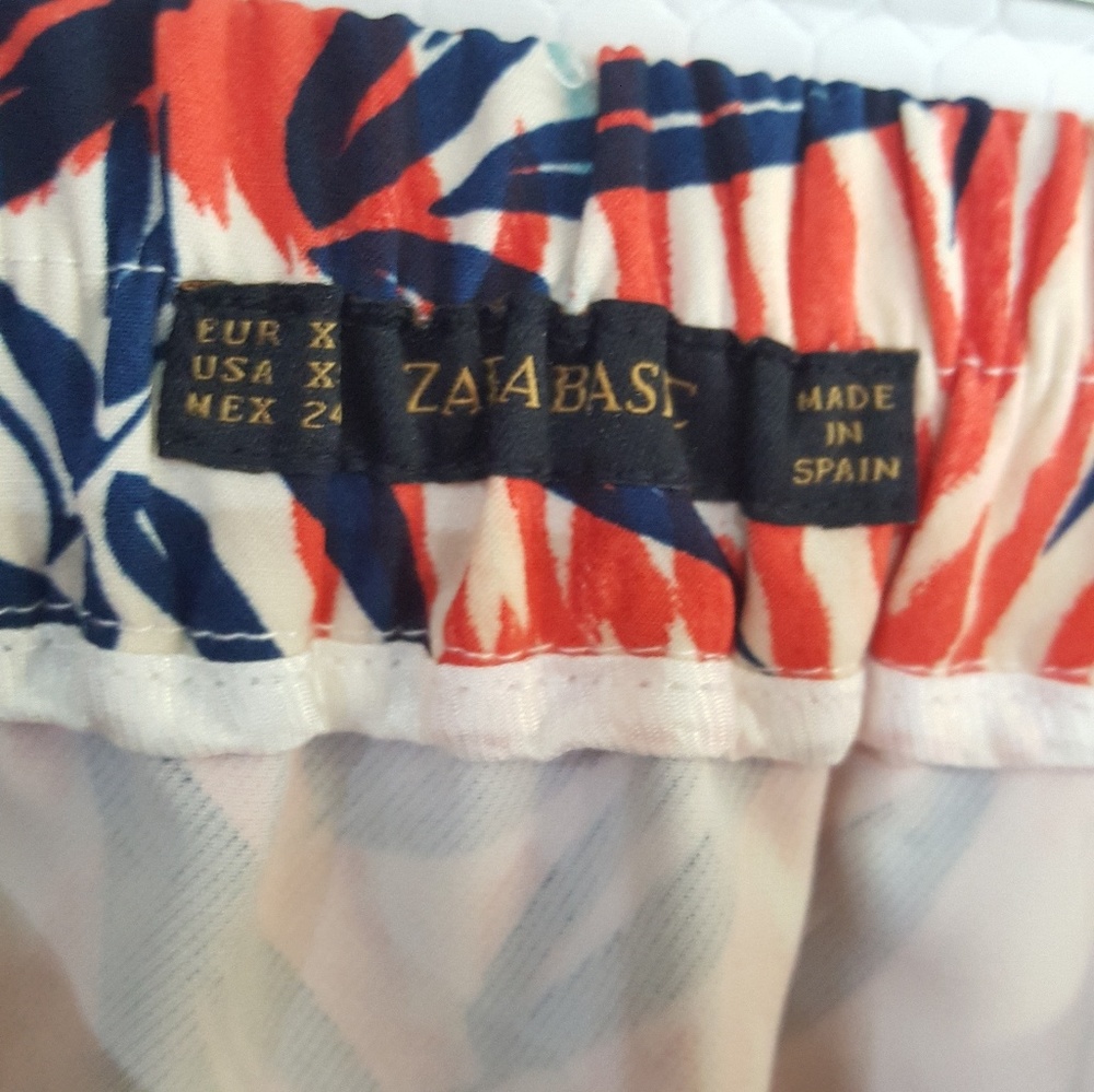 Zara Basic Elastic Aline Full Tropical Print Skirt - image 3